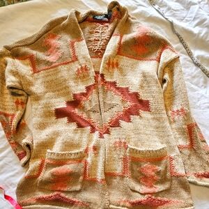 Lauren Ralph Lauren Cotton Vintage Southwestern Patterned Open Front Car…